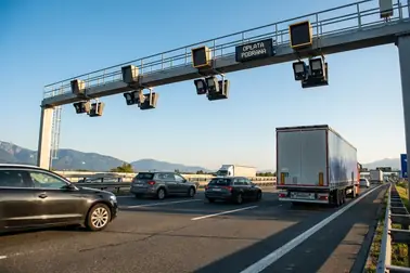 Kamery nad austriacką autostradą służące do automatycznego sprawdzania winiet na podstawie tablic rejestracyjnych.