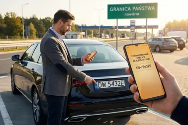 Kierowca sprawdzający trasę, dane pojazdu, termin i status winiety przed wyjazdem