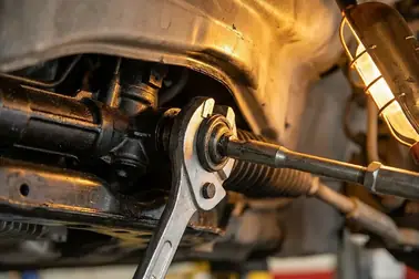 Klucz osadzony na korpusie wewnętrznego drążka kierowniczego przy przekładni