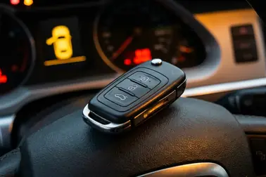 Kluczyk samochodowy podczas osobnego testu pilota i autoryzacji immobilizera