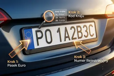 Kolejność odczytu tablicy rejestracyjnej z UE: kod kraju, euroband i na końcu numery