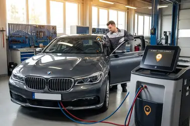 Kontrola szczelności i parametrów klimatyzacji po montażu sprężarki