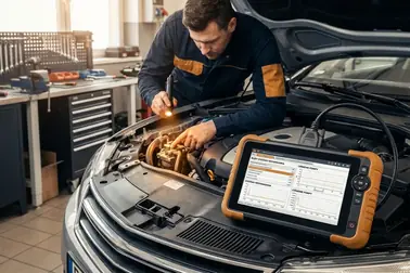 Mechanik diagnozujący usterki wspomagania kierownicy i zawieszenia