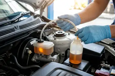 Mechanik odpowietrzający nową pompę hamulcową po wymianie