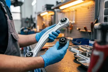 Mechanik porównujący nową tuleję z kompletnym wahaczem