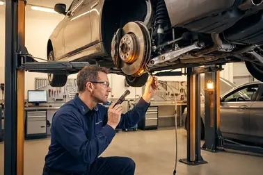 Mechanik sprawdzający szczelność przewodów hamulcowych przy kole