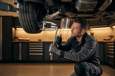 Mechanik ustawiony bezpiecznie poza osią ewentualnego odskoczenia przyrządu lub wyrzutu.