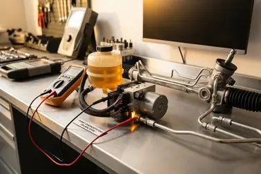 Moduł elektrycznej pompy, zbiornik, przewody hydrauliczne i przekładnia układu EHPS