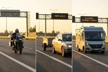 Motocykl, samochód z przyczepą oraz kamper zestawione według obowiązku posiadania winiety w Czechach
