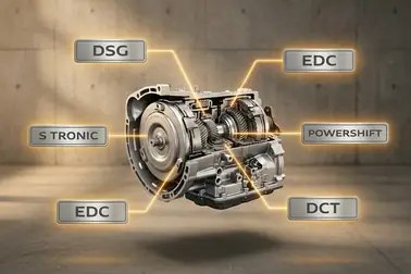 Nazwy DSG, S tronic, EDC, PowerShift i DCT przypisane do rodziny skrzyń dwusprzęgłowych