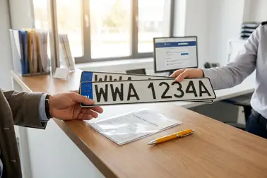 Odbiór tablic rejestracyjnych i pozwolenia czasowego w wydziale komunikacji przy okienku
