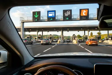 Oznaczenia pasów płatności na bramkach francuskiej autostrady