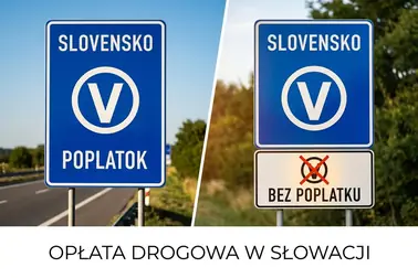 Oznakowanie płatnego i bezpłatnego odcinka autostrady na Słowacji
