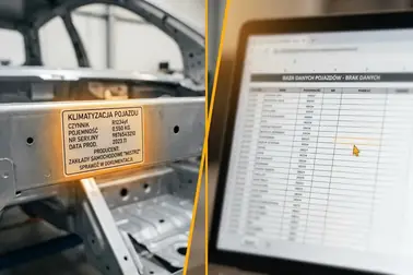 Porównanie danych z tabliczki auta, VIN i internetowej tabeli ilości czynnika