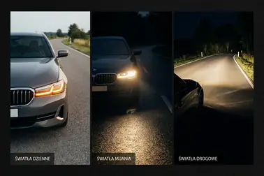 Porównanie działania świateł mijania, drogowych i do jazdy dziennej