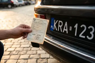 Porównanie numeru starej czarnej tablicy z wpisem w dowodzie rejestracyjnym samochodu