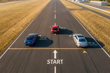 Porównanie odcinków hamowania samochodu przy 50, 100 i 120 km/h