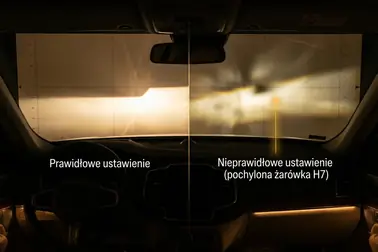 Porównanie prawidłowej i zniekształconej granicy światła po montażu H7