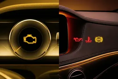 Porównanie symbolu check engine z kontrolkami oleju, temperatury silnika, ABS i ESP