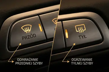 Porównanie symbolu przedniej i tylnej szyby, obiegu zamkniętego i dopływu powietrza oraz dwóch znaczeń śnieżynki