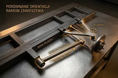 Porównanie ustawienia wahacza poprzecznego, wzdłużnego i wleczonego