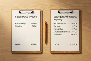Porównanie zakresu dwóch wycen naprawy automatycznej skrzyni biegów