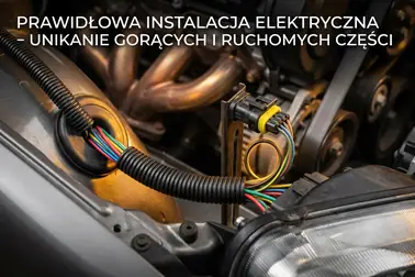 Prawidłowe prowadzenie przewodów DRL przez gumowy przepust z ominięciem gorących stref silnika