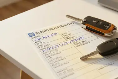 Przykładowo wypełniony wniosek o rejestrację używanego samochodu z fikcyjnymi danymi