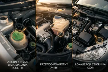 Punkty kontrolne układu wspomagania w Golfie 4, Audi A4 B6 i Peugeocie 206