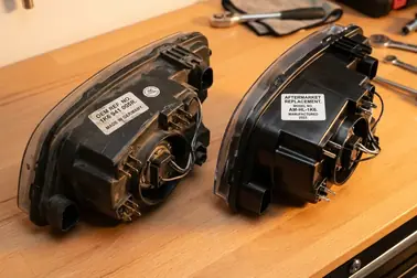 Reflektor OEM i odpowiadający mu zamiennik przygotowane do porównania zgodności