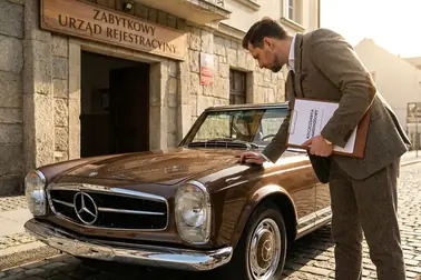 Rzeczoznawca oceniający samochód zabytkowy przed ponowną rejestracją
