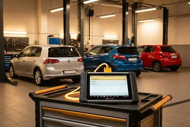 Samochody popularnych modeli zestawione z testerem OBD-II używanym do kasowania check engine