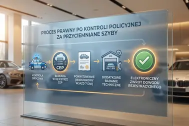Schemat drogi od kontroli drogowej, przez CEP i badanie dodatkowe, do zwrotu dowodu