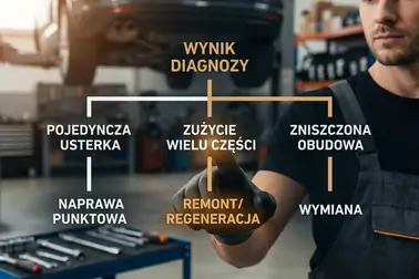 Schemat wyboru między naprawą, remontem, regeneracją i wymianą skrzyni biegów