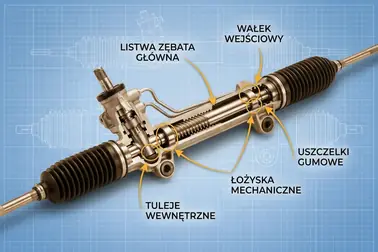 Schematyczny przekrój maglownicy ze wskazaniem listwy, wałka, tulei i uszczelnień
