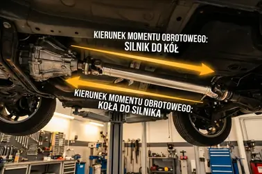 Układ napędowy samochodu obciążony podczas hamowania silnikiem