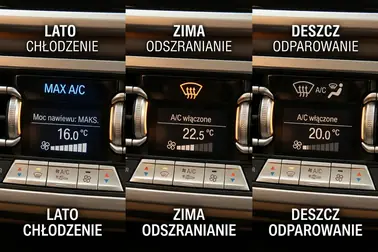 Ustawienia klimatyzacji samochodowej dla upału, deszczu i zimowego odparowania szyb