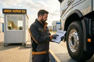 Ważenie osi pojazdu ciężarowego i dobór ciśnienia z tabeli producenta opony