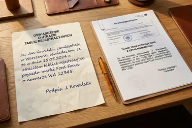 Właściciel porównujący oświadczenie o utracie tablic z zagranicznym dokumentem kasacji pojazdu