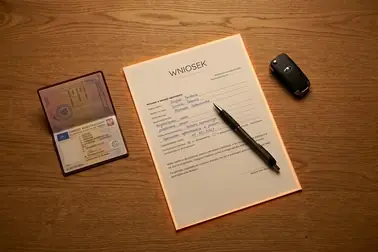 Wniosek o wtórnik tablicy rejestracyjnej z oświadczeniem i dokumentami pojazdu