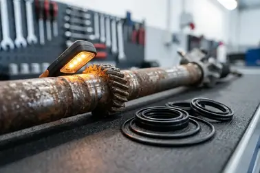 Wżery i zużycie mechaniczne elementów przekładni kierowniczej po demontażu
