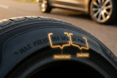 Zapis MAX PRESS 350 kPa 51 PSI rozłożony na znaczenie poszczególnych elementów
