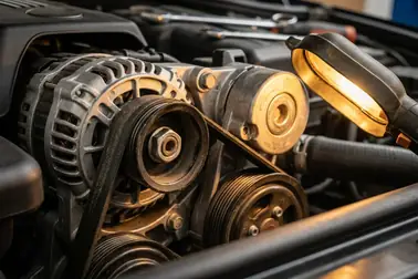 Alternator i sąsiednie elementy napędu osprzętu będące możliwym źródłem wycia lub tarcia