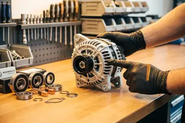 Alternator oraz elementy reprezentujące naprawę punktową, regenerację i wymianę