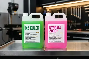 Etykiety K2 Kuler i Dynagel 2000+ zestawione według technologii, norm, temperatury i formy