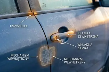Miejsca, w których zimą mogą zamarznąć drzwi samochodu: uszczelka, klamka, wkładka i mechanizm zamka