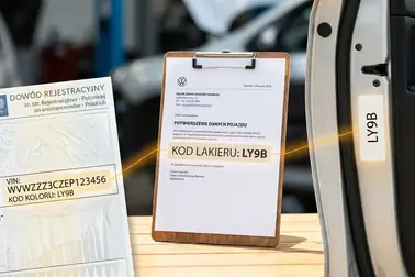 Numer VIN, odpowiedź producenta z kodem lakieru i fabryczna etykieta porównywane w trzech krokach