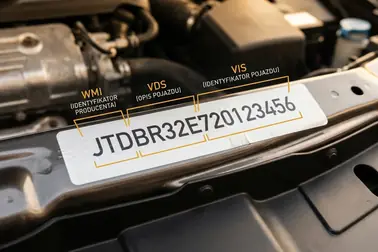 Numer VIN Toyoty podzielony na sekcje WMI, VDS i VIS