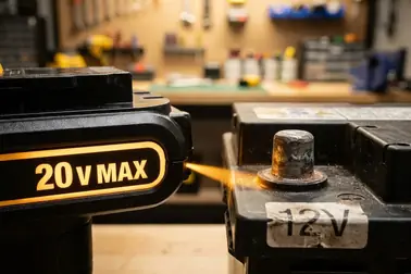 Oznaczenia 12 V, 18 V i 20 V MAX zestawione z samochodową instalacją 12 V
