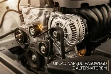 Położenie alternatora przy pasku osprzętu w komorze silnika